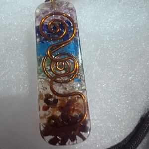 Multicolor Resin Pendant with Copper Design